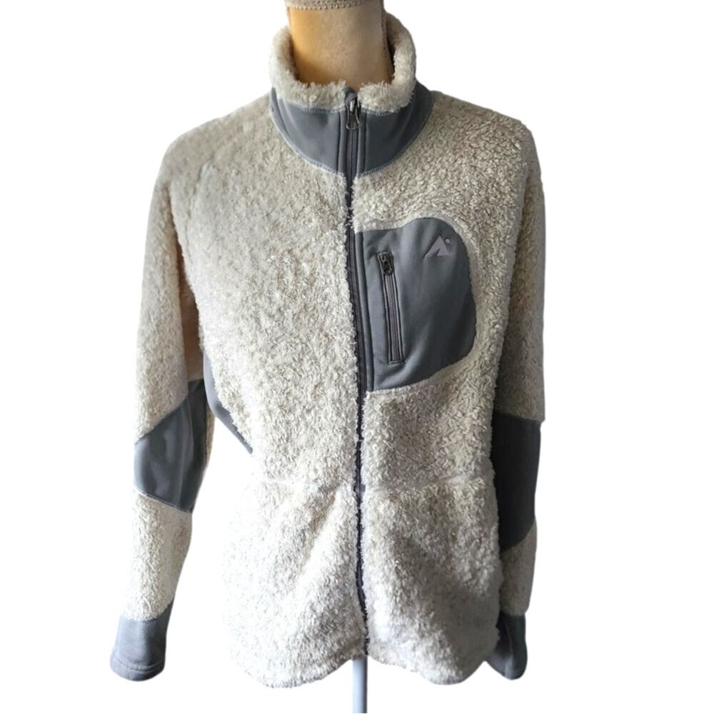 Eastern Mountain Sports White Gray Full Zip Stretch Tech Jacket Large